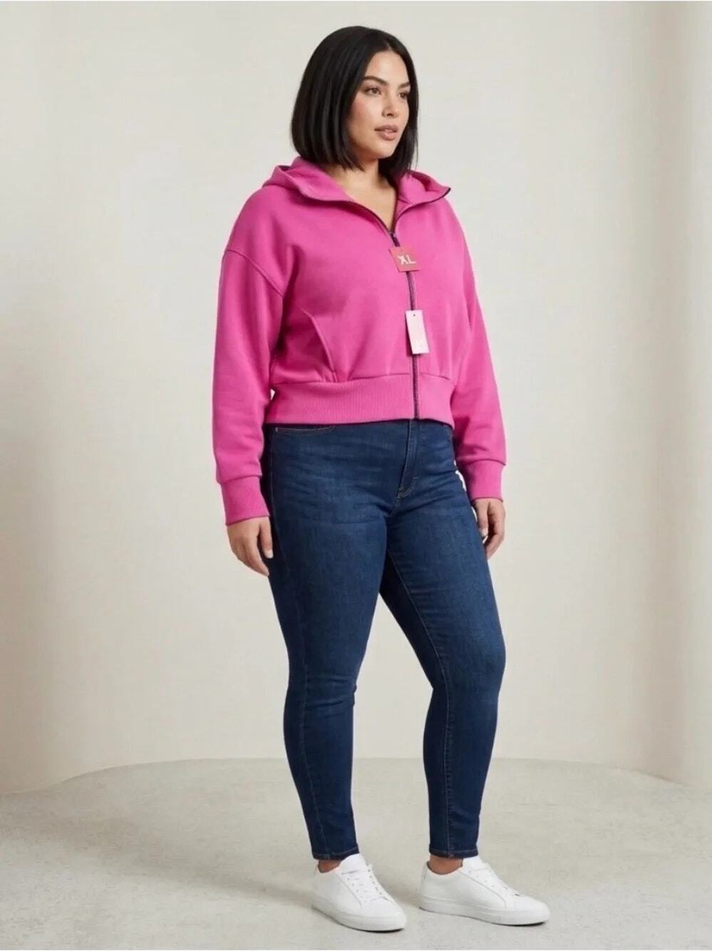 NWT Member's Mark Vibrant Pink Full Zip-Up Fleece Top Women's Size Large